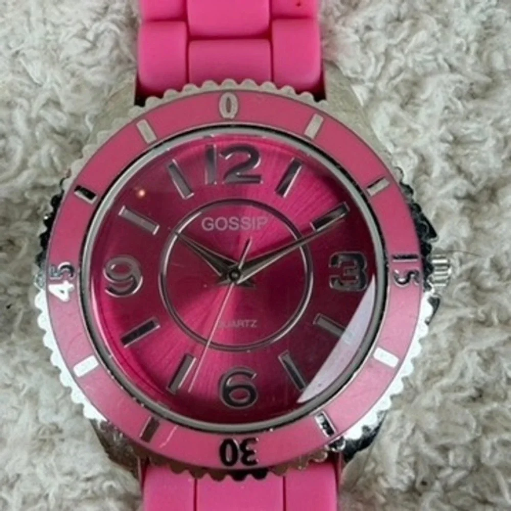Gossip Women Quartz Watch Set 3 Piece Silicone Strap Blue Pink Orange Bundle